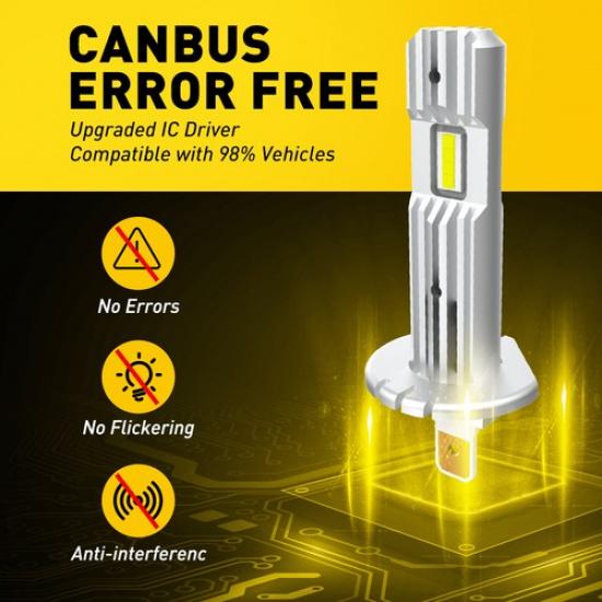 6500K White 12V H1 LED Headlight High Low CANBUS Error Free Fan Cooling