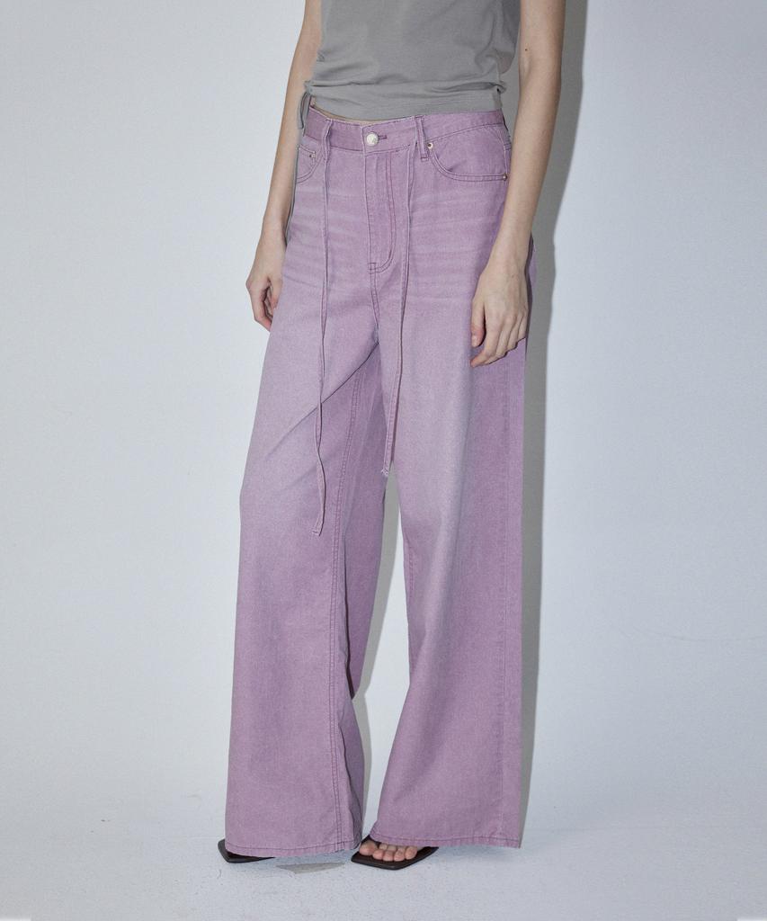 Enor Drawstring Pigment Washing Denim Pants - Lavender