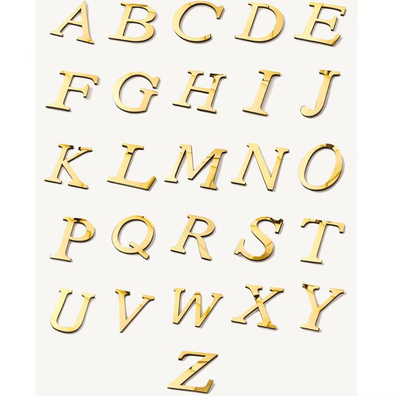 10cm Gold 26 English Letters DIY 3D Mirror Acrylic Wall Stickers, Home Retro Wall Art Decor For Party Wedding Christmas