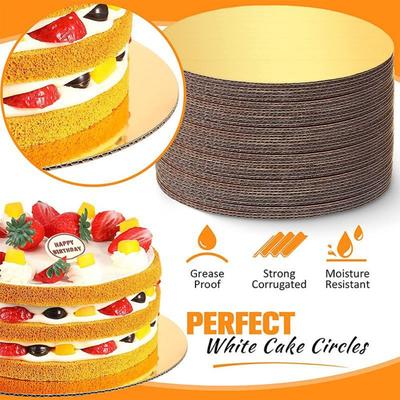6/8/10 Inch Golden Round Circle Cardboard Base Cupcake Dessert Tray Cake Boards Birthday Party Cake Decorating