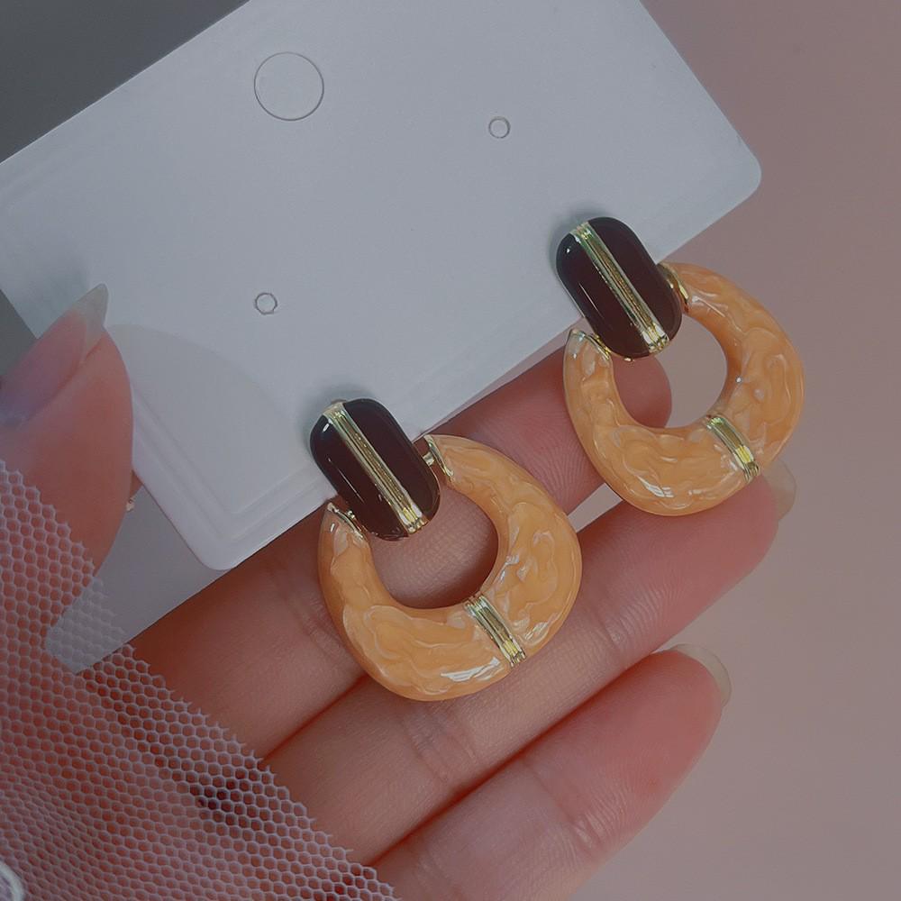 Geometric Green Retro Korean Square Earrings for Women