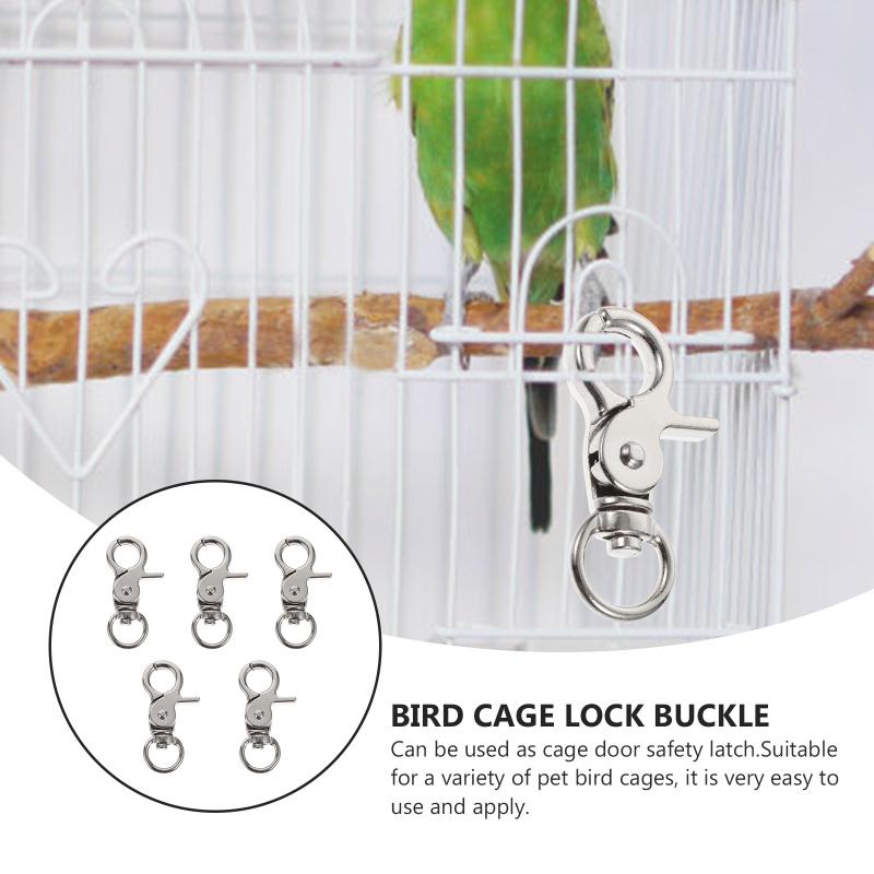 5 Pcs Birdcage Lock Buckle Lobster Clasp Door Locks Useful Snap Hooks Parrot Safety Buckles Birds Accessories