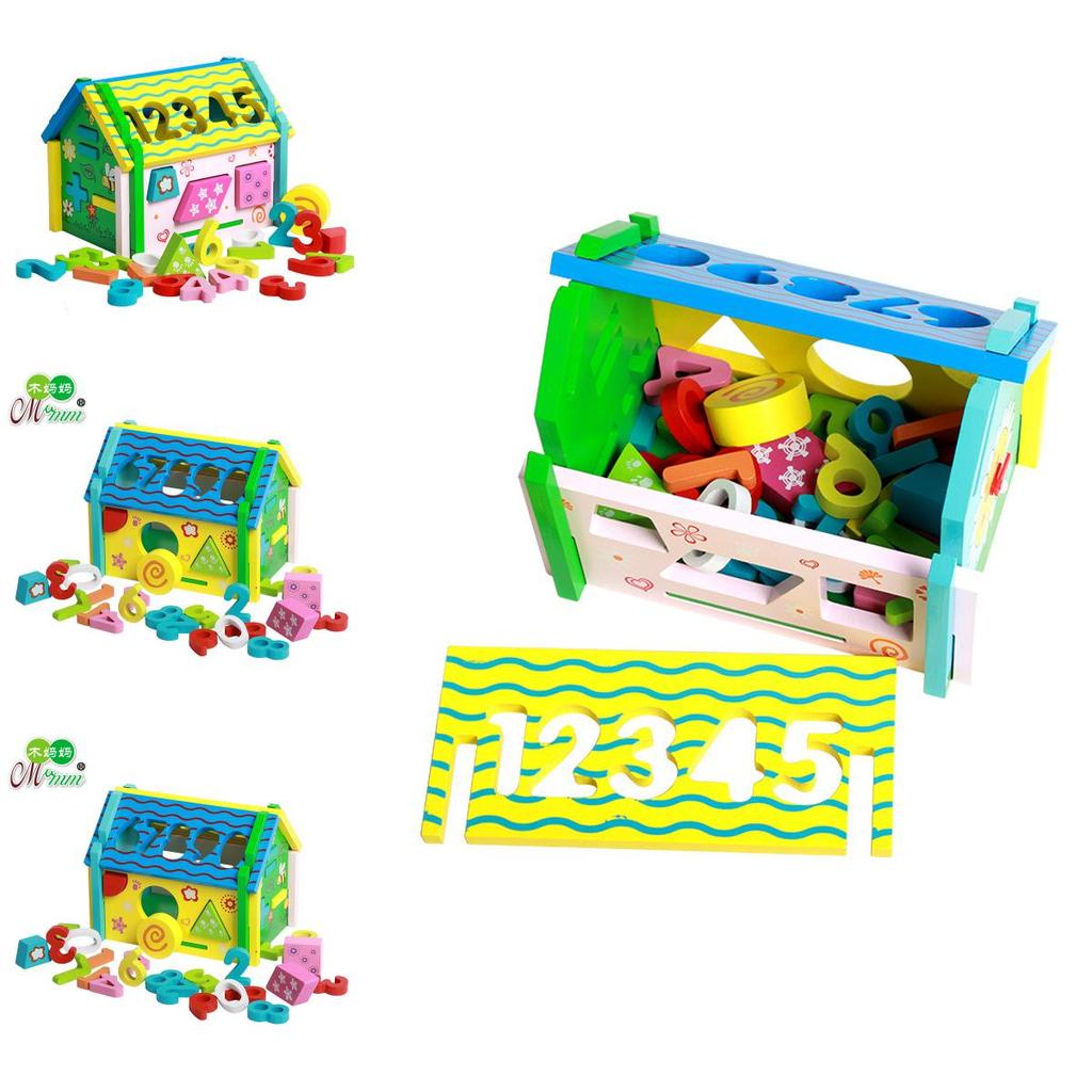 Wooden Educational Toy House With Number Shapes For Early Learning And Cognitive Development