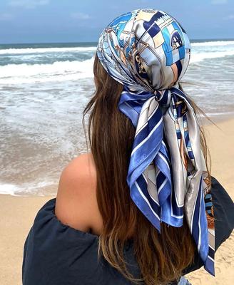 Fashion Silk Scarf Wrap Designer Luxury Brand Kerchief Neck Head/Hair Scarves Bandana Handkerchief 90x90cm Headscarf