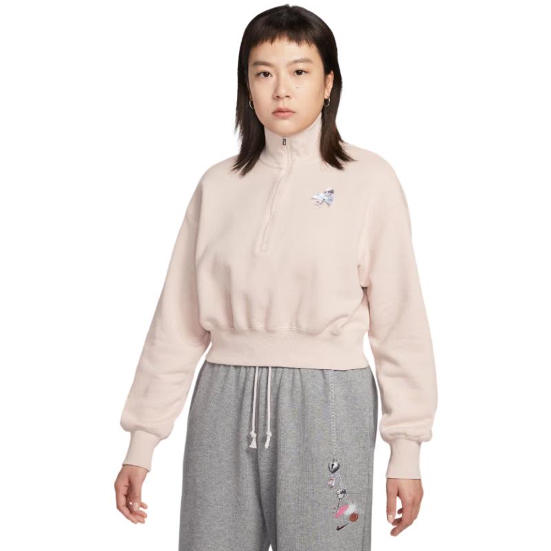 NIKE Women s Fleece Quarter-Zip Crop Sweatshirt L