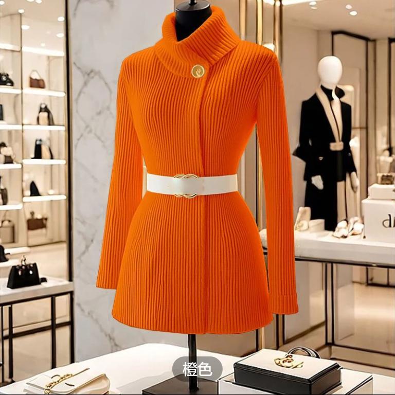 Unique Super Good-Looking Slim Celebrity Ladies Chic Sweater Tops Autumn Winter Knitted Sweater Women's Outer Wear