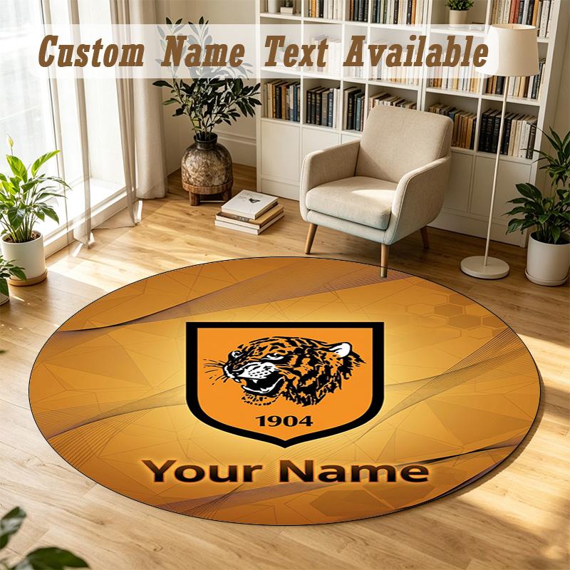 Round Rug Custom NameHull FC Pattern Non Slip Carpet Home Floor Decor