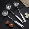 304 Stainless Steel Hot Pot Cutlery Soup Spoon Colander Spoon Grease Filter Spoon Long Handle Scoop Oil-Water Separation Spoon Kitchen Tools