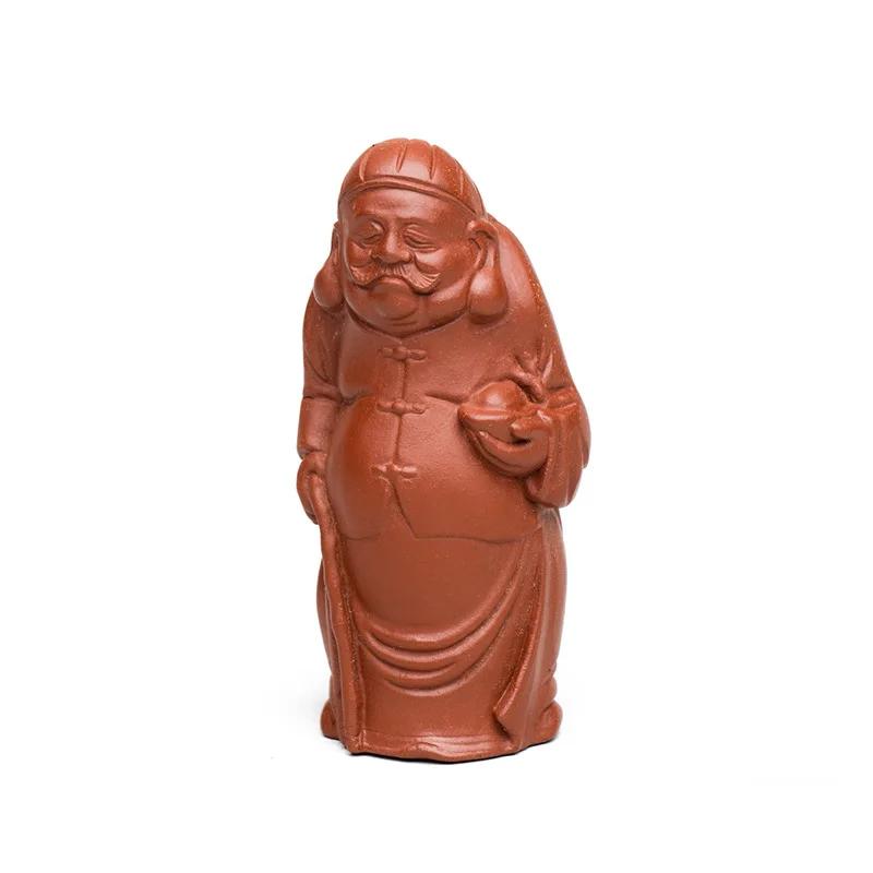 Yixing Purple Clay Tea Pet Handmade Sculpture Figure Statue Ornaments Desktop Decors Crafts Chinese Zisha Tea Set Decoration