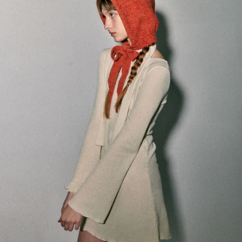 QUAFE MIXED RIBBON BALACLAVA_ORANGE RED