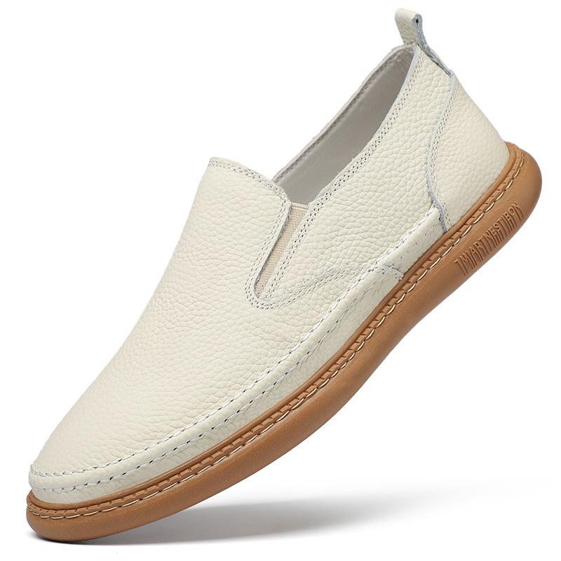 New Shoes for Men Genuine Leather Casual Shoes Flat Skateboard Shoes Comfortable Slip-on Loafers
