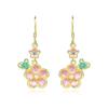 925 Sterling Silver Chinese Palace Style Enamel Resin Flower Drop Earrings for Women - Light Luxury Qipao Studs