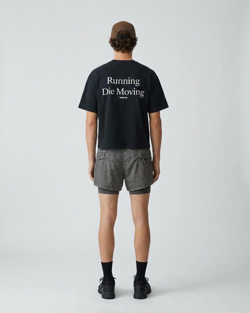 Beleubeuliseu Running Die Moving Crop Short Sleeve T-Shirt (Black)