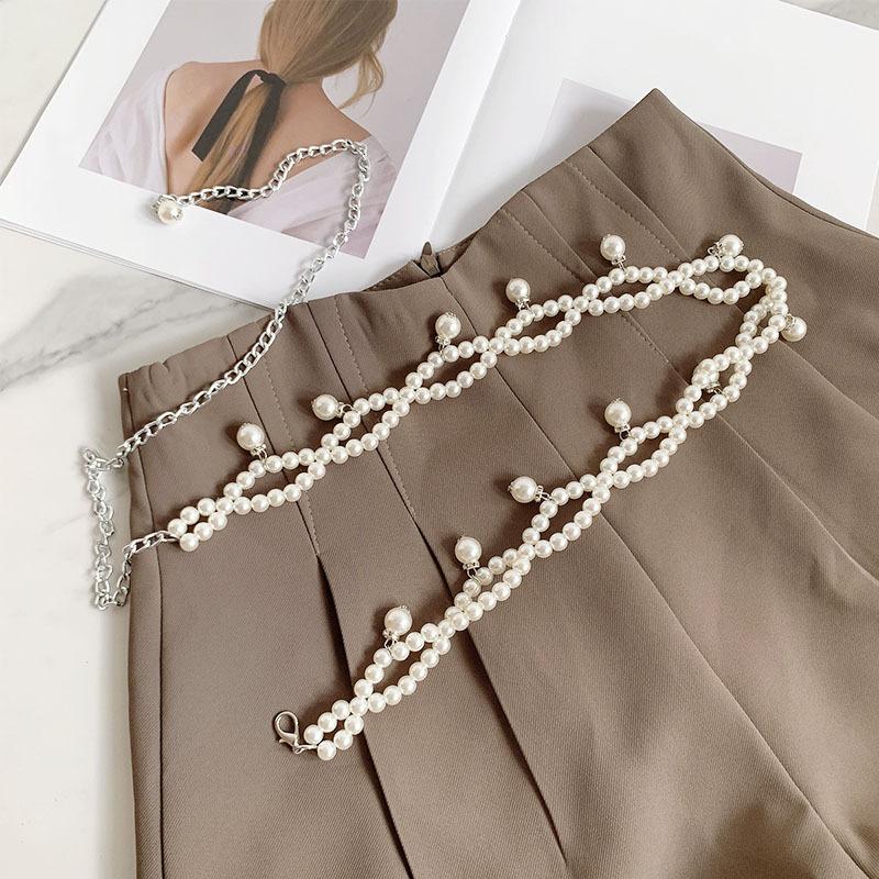 

Жемчужная цепочка на талию Женская декоративная цепочка на талию для платья, рубашки, тонкий ремень, металлические аксессуары белый