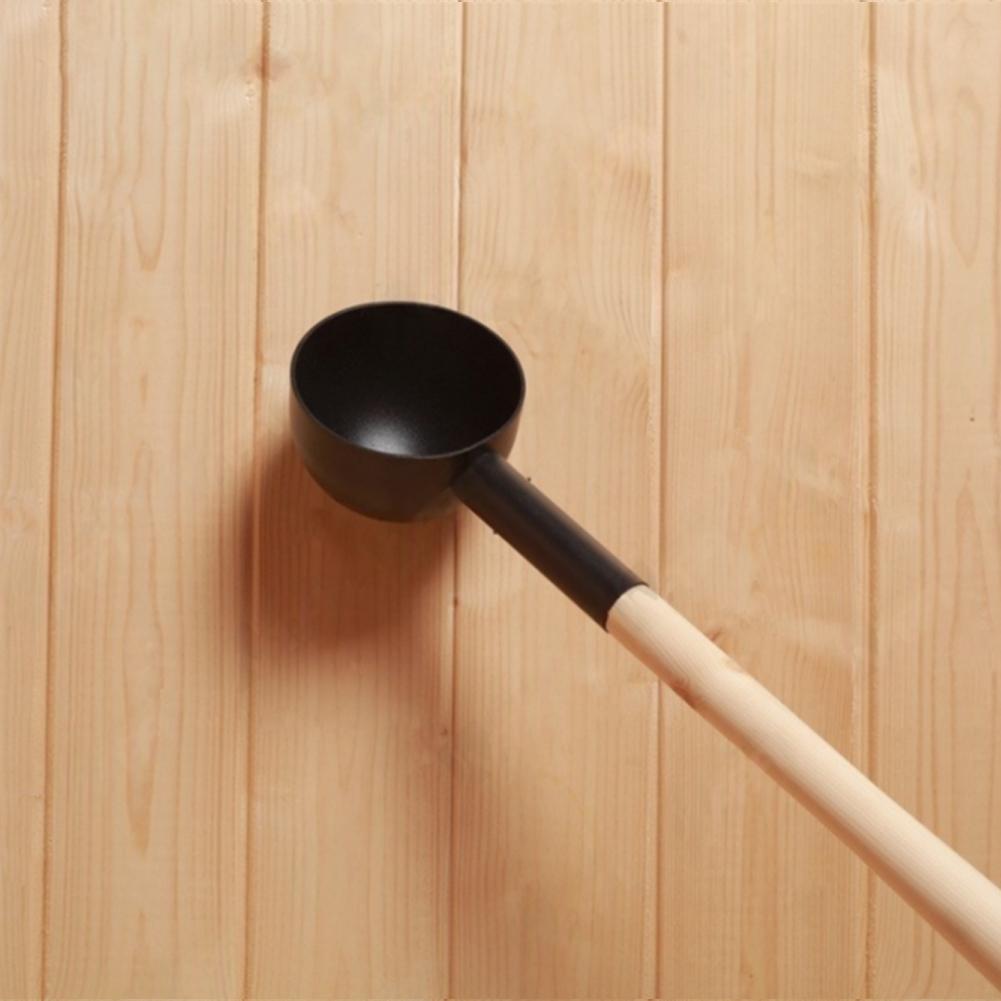 Aluminum Sauna Ladle Sauna Accessory Wooden Handle Ladle