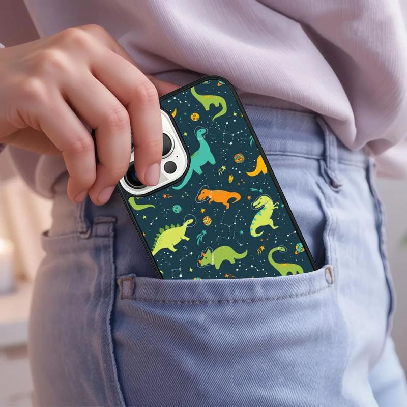 Dino King Floral Dinosaur Phone Case For iPhone 17 Air 15 16e 14 13 Pro Max Coque 12 11 Pro Max PLUS Cover