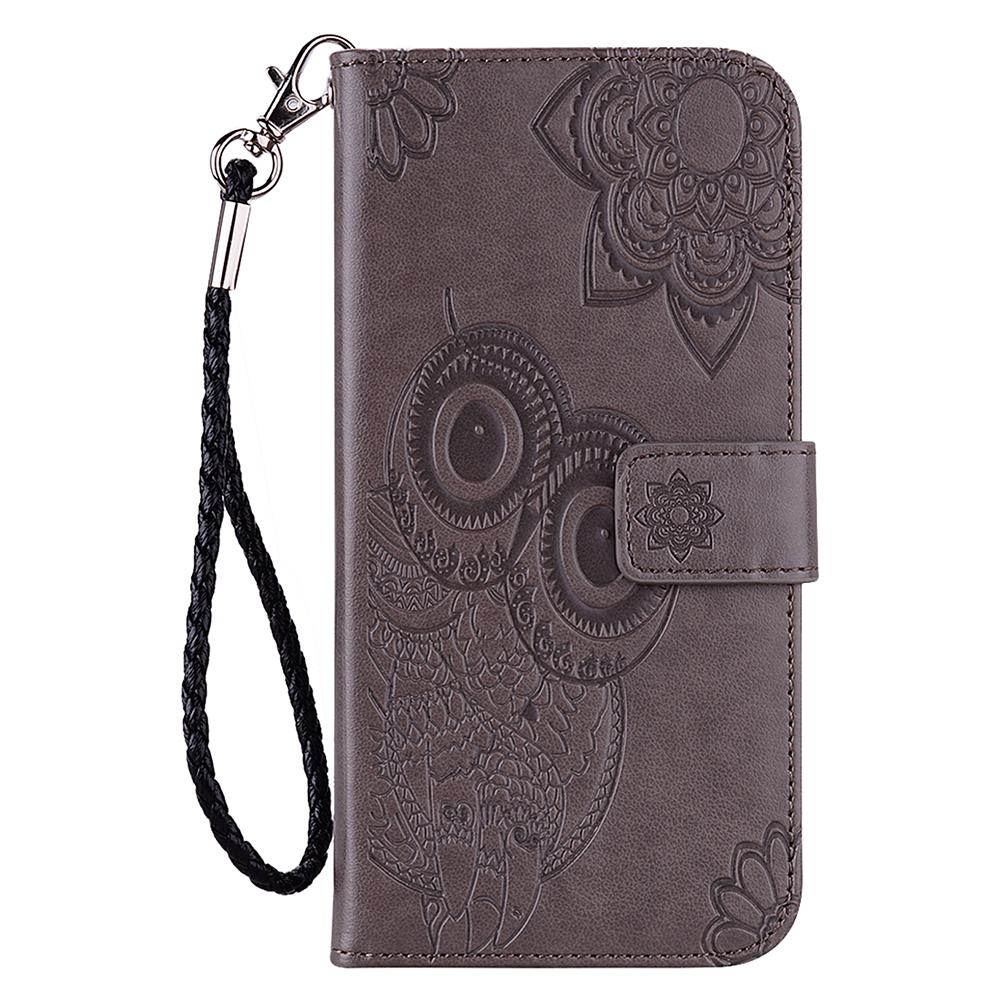 For Samsung Galaxy S24 FE Case Owl Flower Imprinted Leather Cover Wallet with Strap