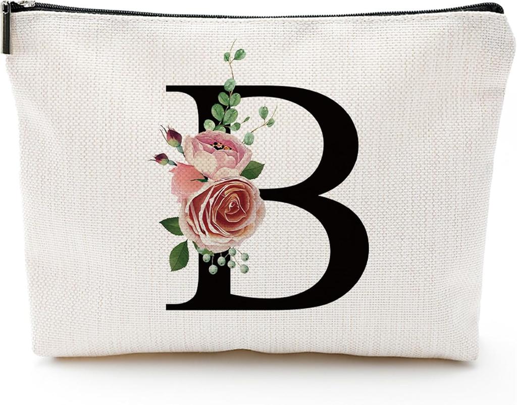 A Z Personalized Letter Makeup Bag Monogrammed Bridesmaid Gifts Presents Cosmetic Bag Portable Storage Organizer Pouch Travel