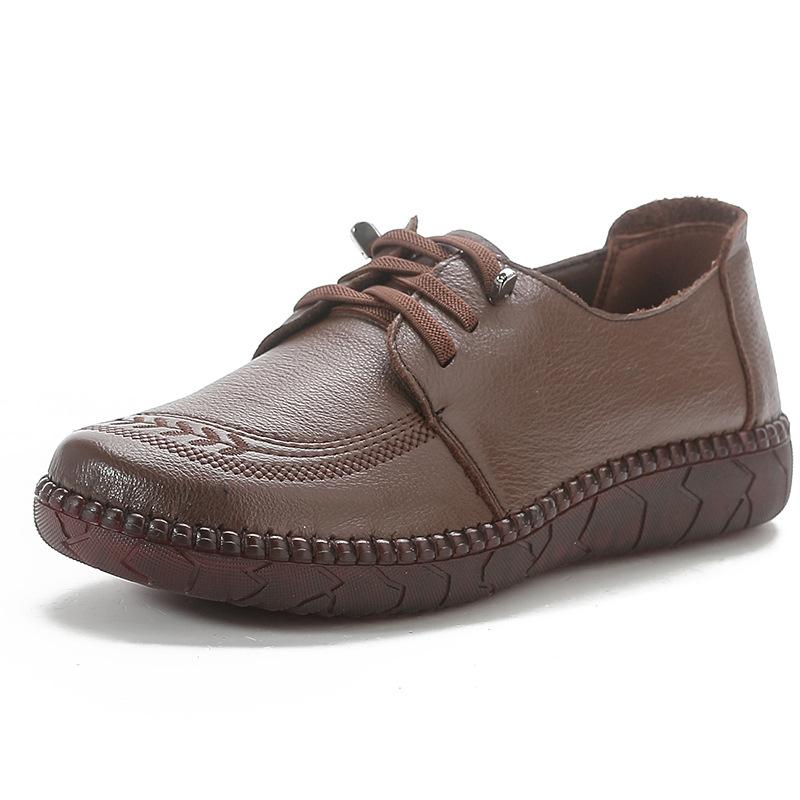 Autumn first layer cowhide retro women's shoes comfortable beef tendon soft sole mother shoes genuine leather platform leather shoes low heel