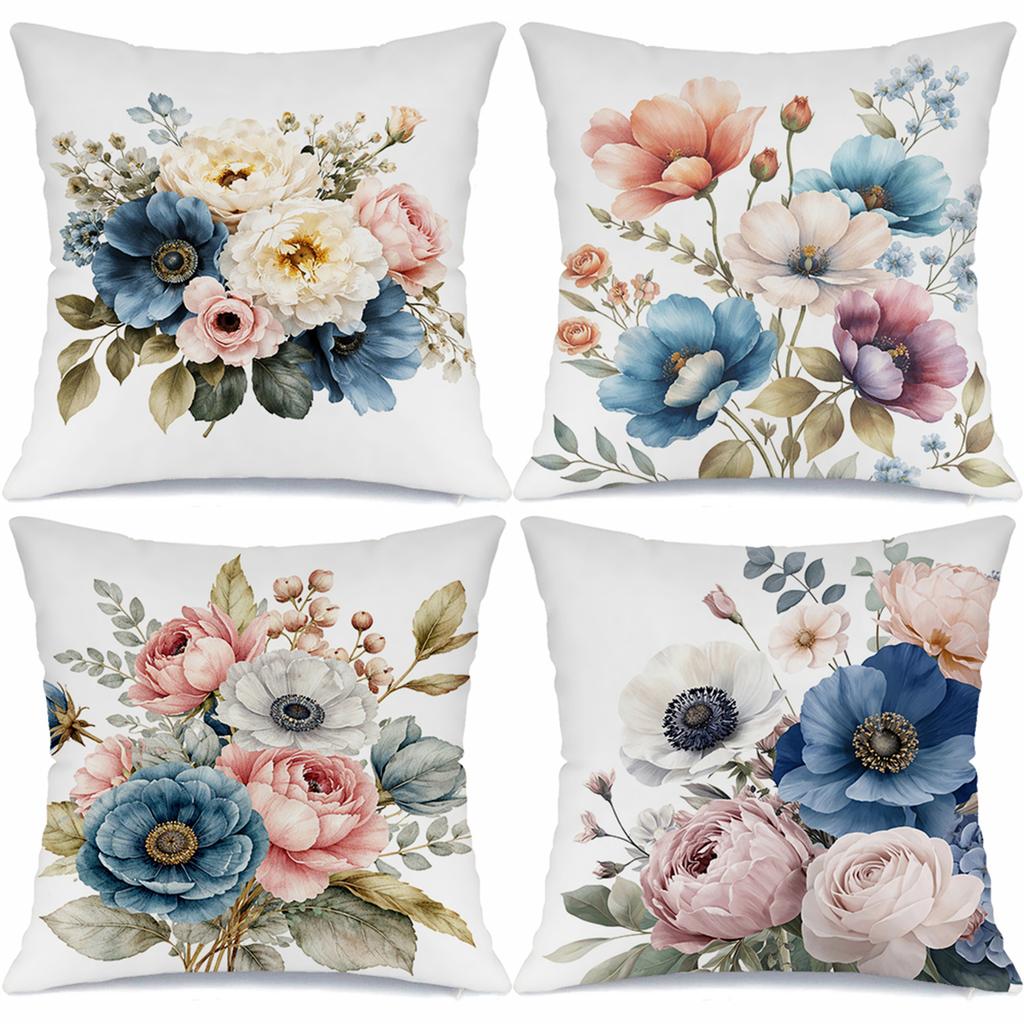 Multicolored Flower Theme digital printing pillow cover Short plush Suitable living rooms bedrooms sofas throw cushion cover