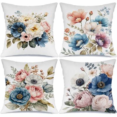 Multicolored Flower Theme Digital Printing Pillow Cover Short Plush Suitable Living Rooms Bedrooms Sofas Throw Cushion Cover
