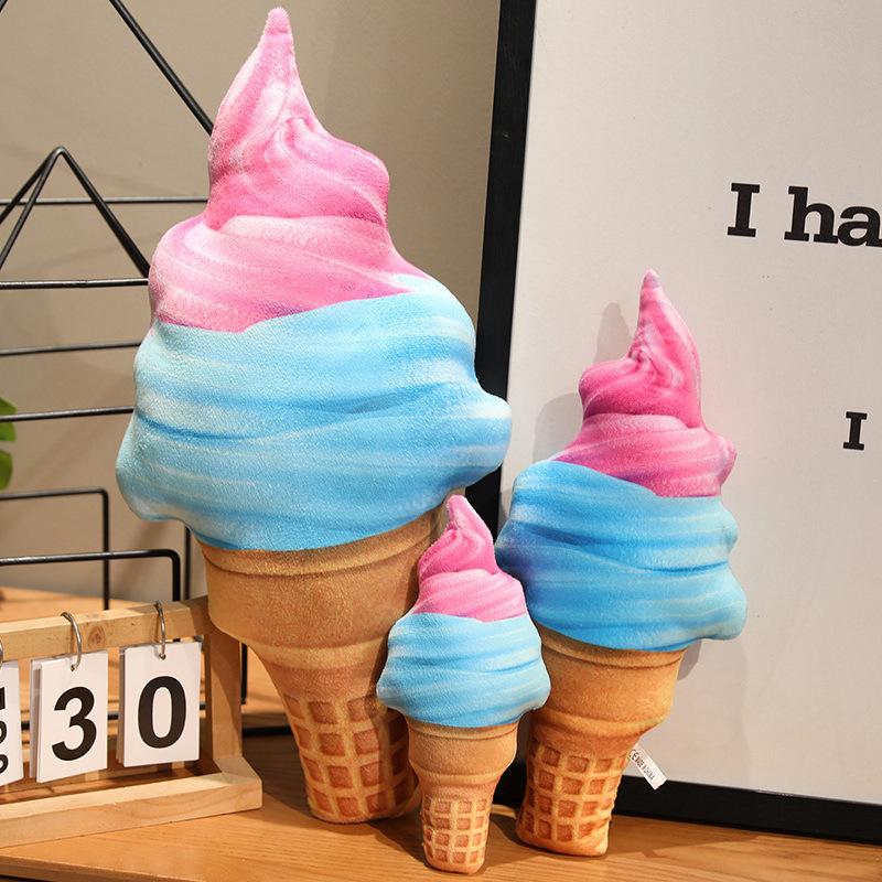 Creative Simulation Fun Cone Ice Cream Throw Pillow Plush Toy Doll Ice Cream Doll Children Soothing Doll
