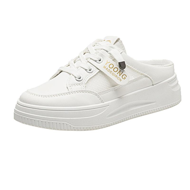 

Summer half-tray white shoe women spring and summer new mesh breathable wear lazy bag head sandals 35 білий