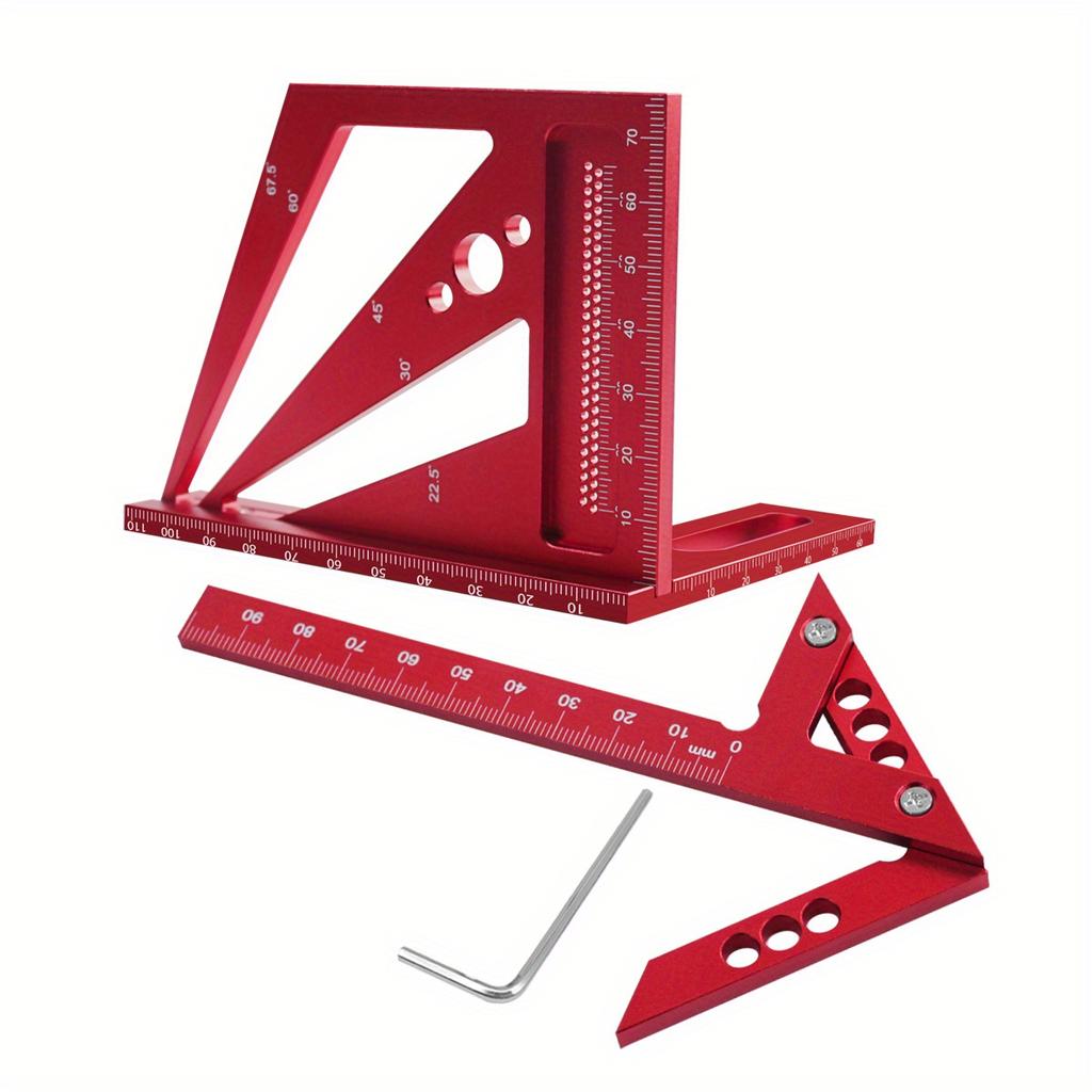 Carpenter Square Aluminum Square Protractor Center Finder Woodworking 3D Multi Angle Layout Measuring Ruler Center Scribe Gauge