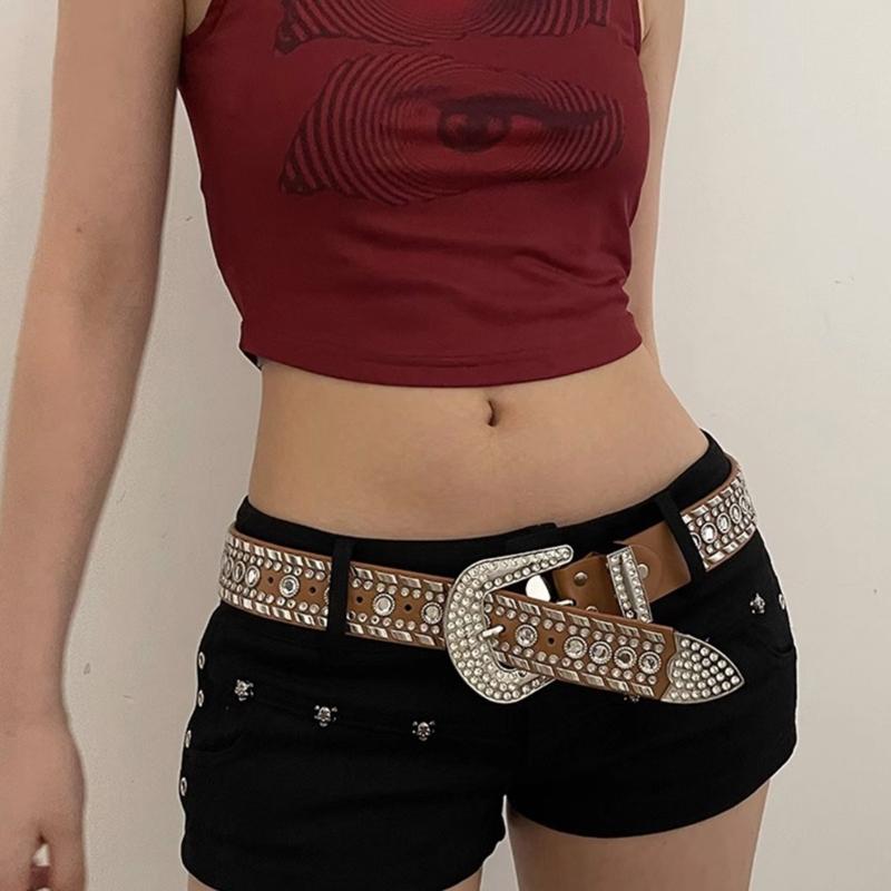 Rhinestone Waist Belt for Dress Adjustable Pin Buckle Waist Belt Shinning Rhinestone Wide Waist Belt Ladies Skirt Belt