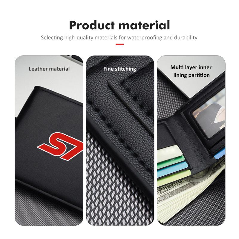 YYQO6 For Ford Car Logo Men Short Foldable Credit Card Holder Leather Money Wallet Accessories Focus mk2 mk3 mk4 Fiesta Ranger