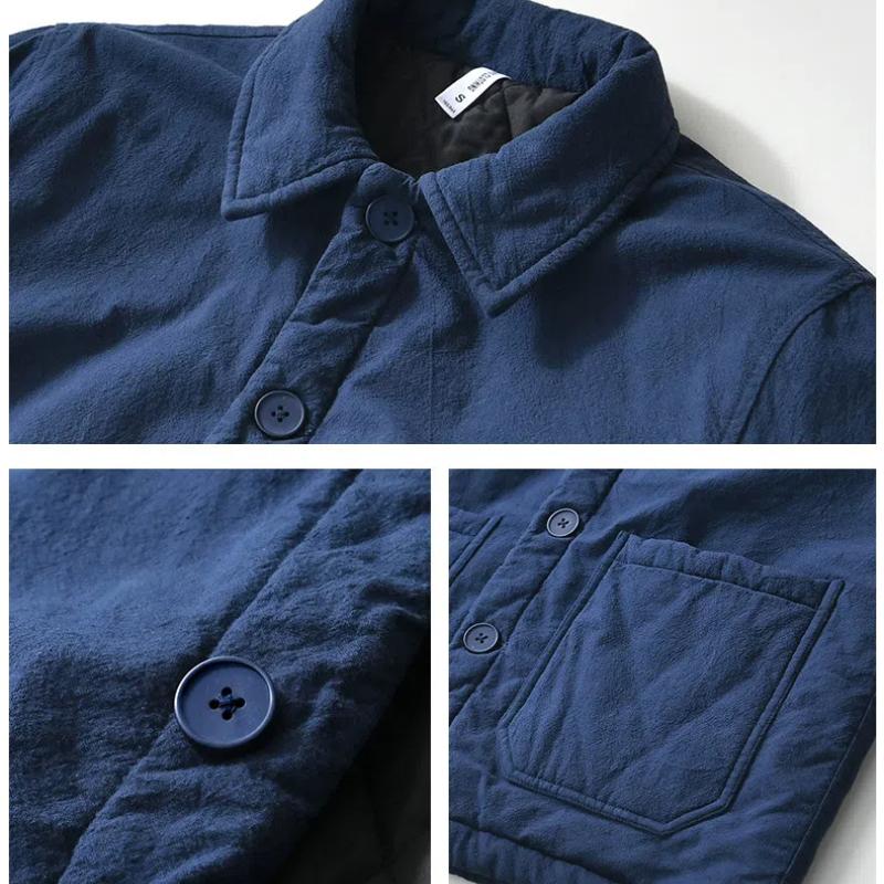 Autumn and Winter Warm Mens Jackets Chinese Style Traditional Clothing Padded Button Jacket Casual Lapel Collar Thicken Parkas Coat
