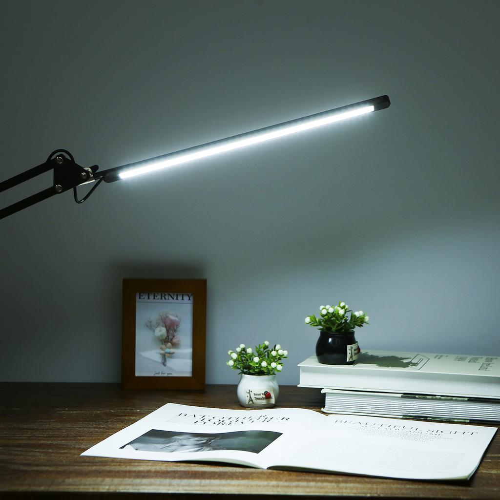 LEDs Desk Lamp with Clamp EyeCaring Dimmable Reading Light 3 Color Modes & 10 Brightness