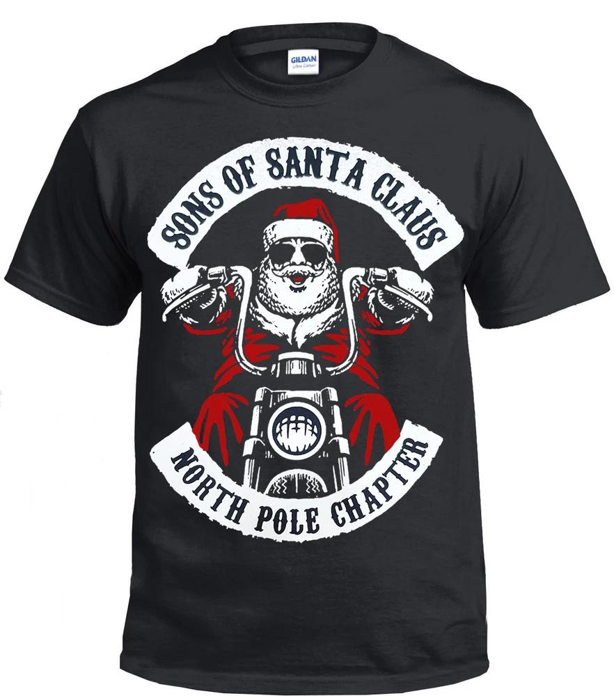 Sons Of Santa Unisexs TShirt Funny Biker December Fancy Christmas Gift Xmas Top 2XL