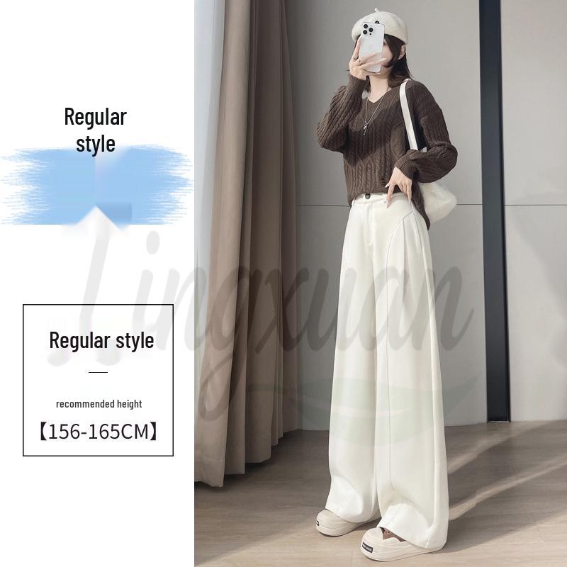 New Autumn/Winter Thick Woolen Straight Leg Wide Pants XL