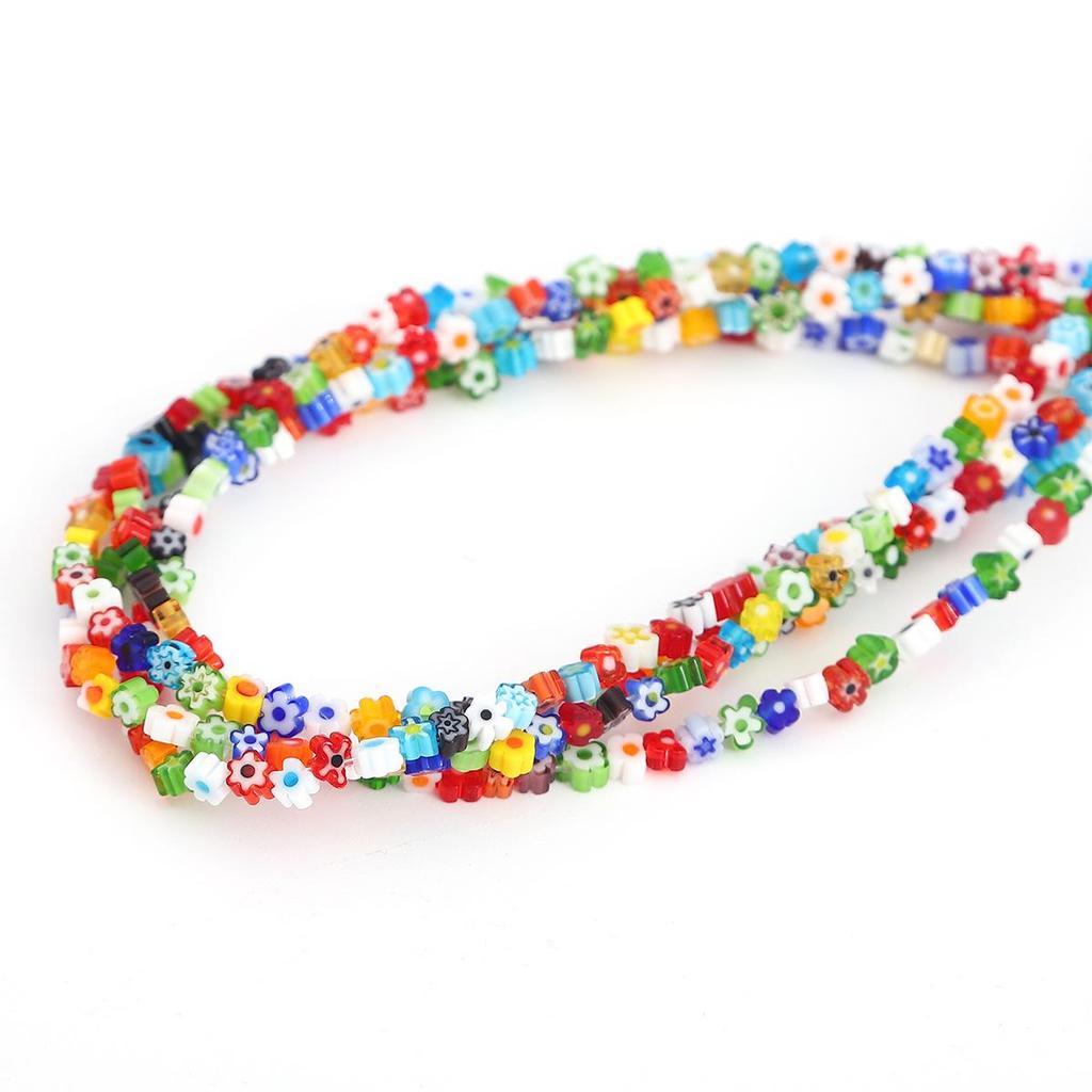45-Piece Millefiori Glass Flower Beads for Handmade DIY Necklace, Bracelet, and Earring Jewelry