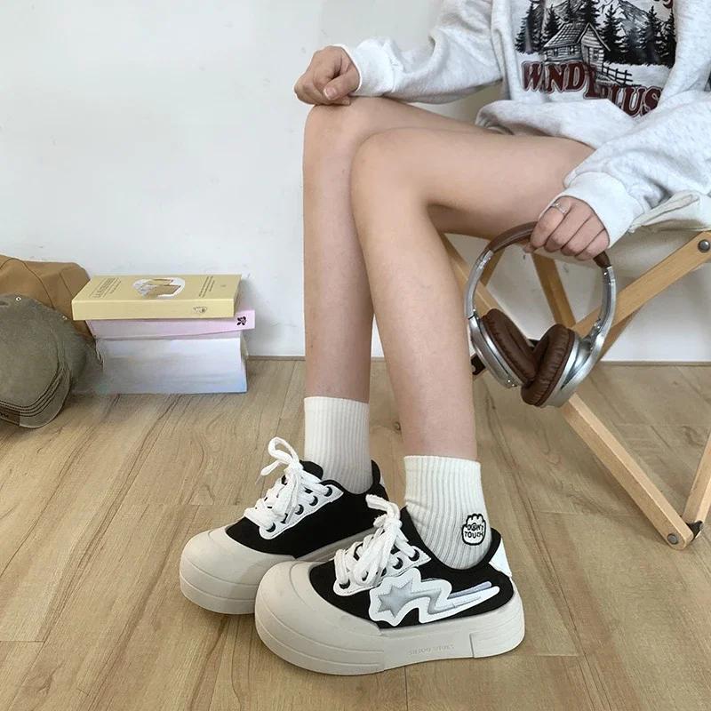 

Stylish Thick Soled Shallow Mouth Spring/Autumn Casual Sports Women s Shoes New Comfortable Anti-Slip Walking Shoes Sneakers 35