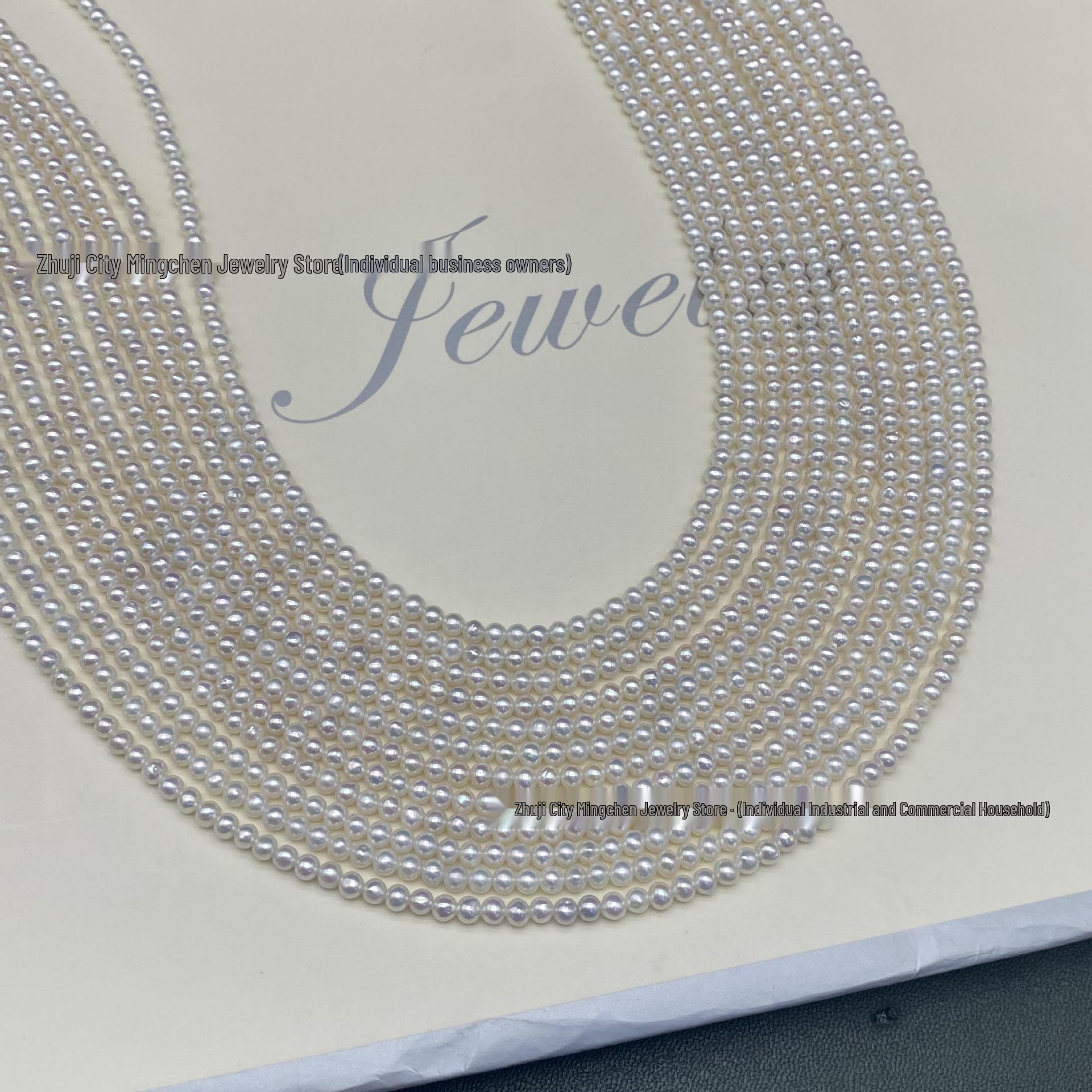 Zhuji Freshwater Baby Pearl Necklace 3-3.5mm High Luster Near-Round for Women 3-3.5mm