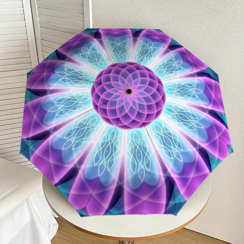 

1pc Mandala Art Automatic Folding Umbrella - Compact 8-Rib Design,Perfect Gift for Friends & Family yy250926040