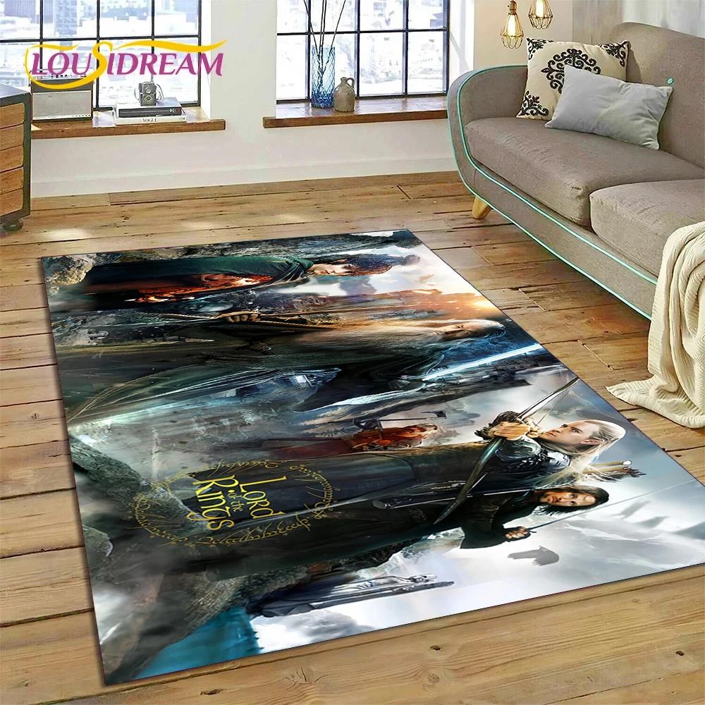3D L-Lord of The Rings H-Hobbit Movie HD Rug Carpet for Living Room Bedroom Home Decor,Non-slip Decoration for Sofa Doormat Gift