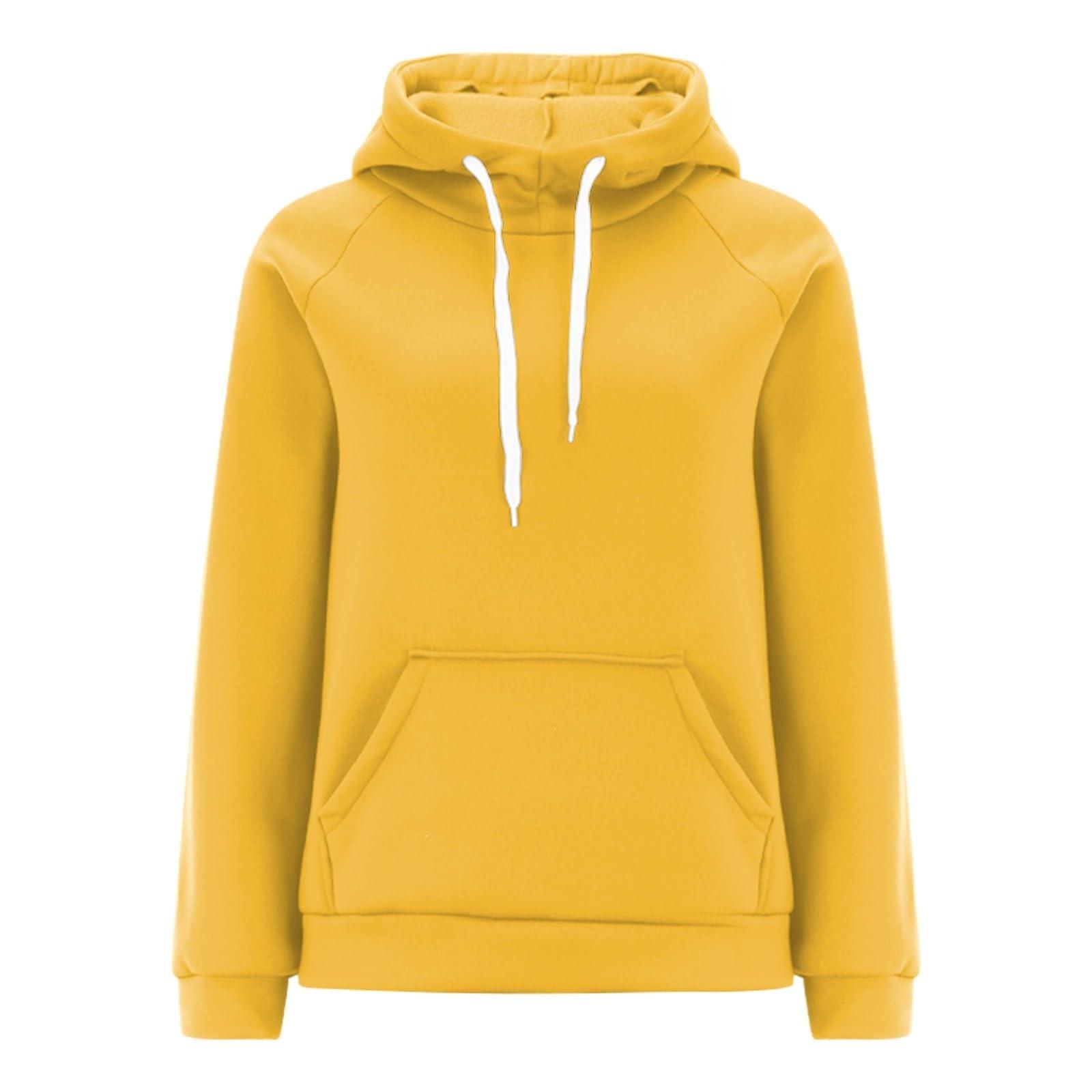 

Женская повседневная свободная однотонная спортивная толстовка с длинными рукавами и круглым вырезом XL жёлтый