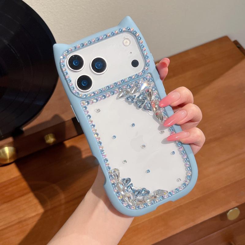 

Luxury Rhinestone Cat Ear Case for iPhone 17/16 Pro Max, Full Coverage Women s Design iPhone 14 Pro Max