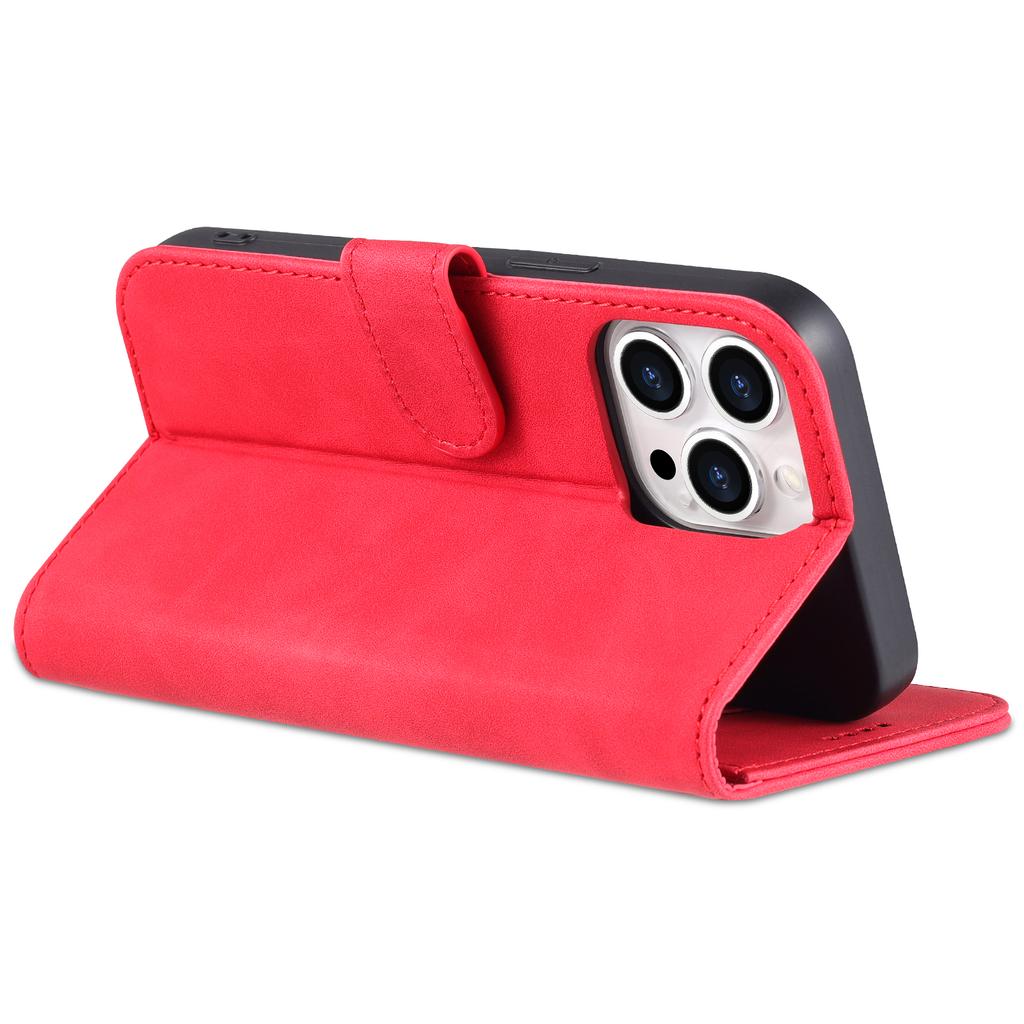 AZNS For iPhone 15 Pro Dustproof Phone Cover Stand Wallet PU Leather Dustproof Cell Phone Case