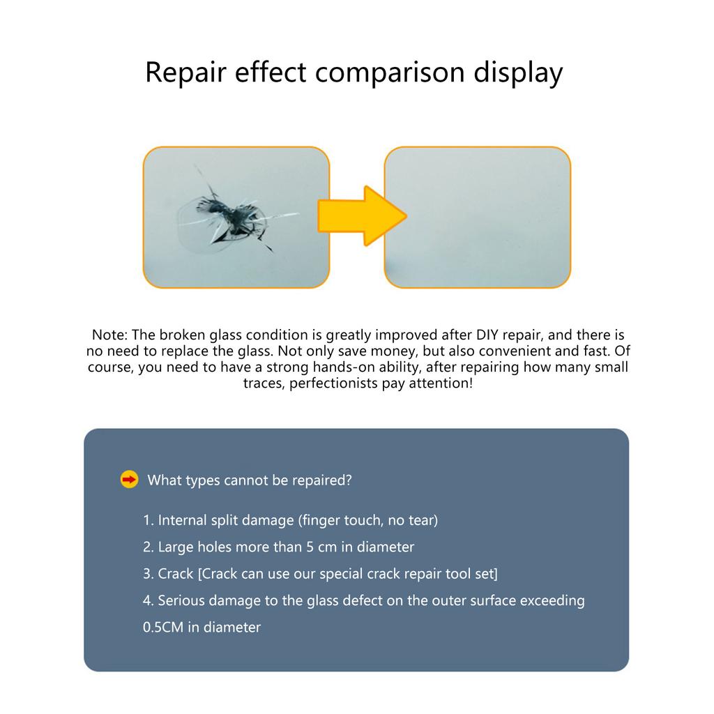 Efficiency Glass Repair Kit To Repair Scratches Cracks Windscreen Repair Kit Quick Fix Windshield Chip Repair Universal