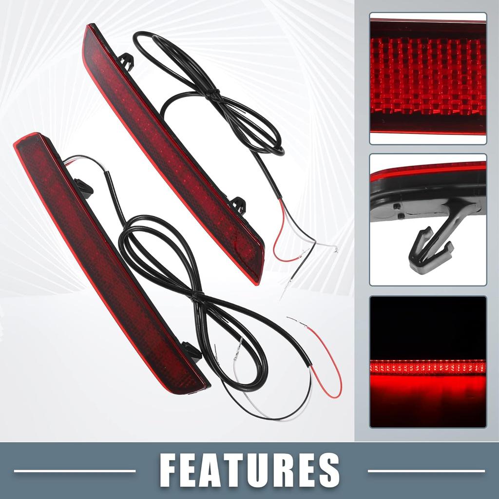 Rear Bumper Reflector Fog Brake Tail Light 20998413 20998412 Red LED for Chevrolet Malibu 2012-2015 Red Smoked Lens (Set of 2)