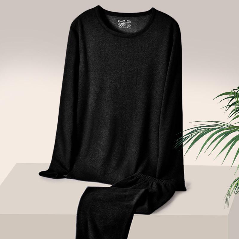 Yuyue Men's Silk Thermal Underwear Set: Spring/Autumn German Cashmere Velvet Top & Pants, Large Size.