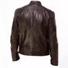 Men's Leather Jacket Standing Collar Biker Leather Jacket Jacket