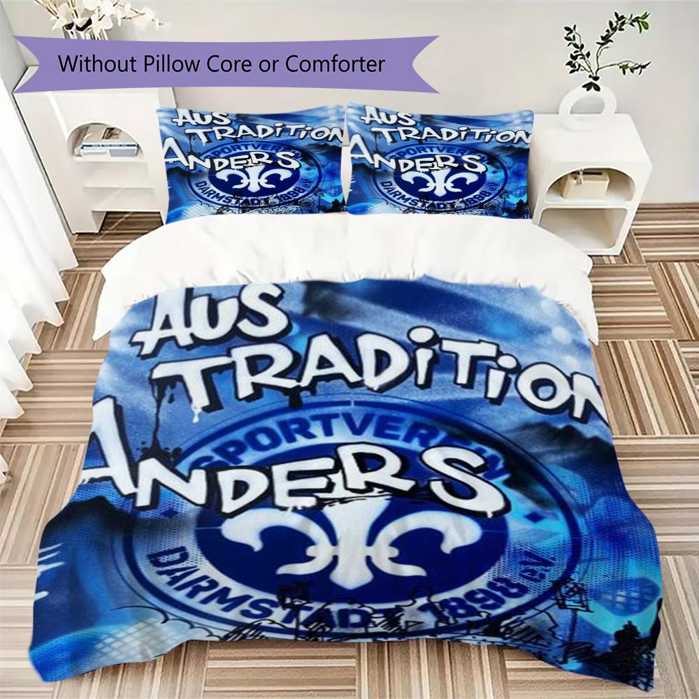 Juego de Ropa de Cama con Patrón SV Darmstadt 98 Funda Nórdica Funda de Almohada Decoración del Hogar Regalo de Cumpleaños (1 funda nórdica + 2 fundas de almohada sin relleno.)91