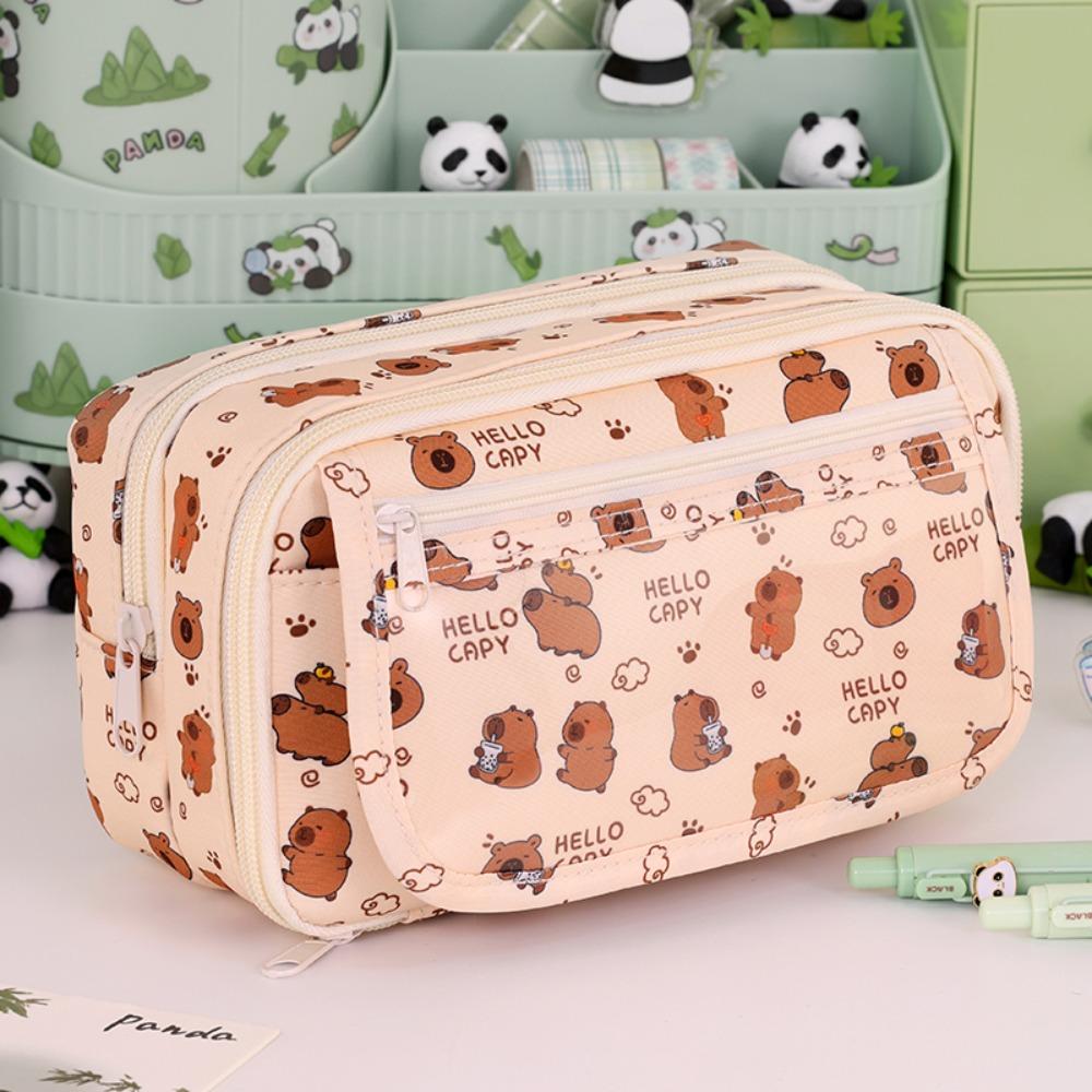 Multi Layer Pen Bag Capybara Stationery Organizer New Stationery Storage Bag School Office