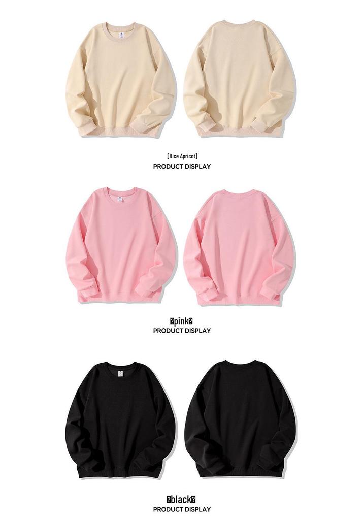 2026 Autumn Unisex 300g Cotton Round Neck Drop Shoulder Sweatshirt - Loose, Comfortable, and Skin-Friendly