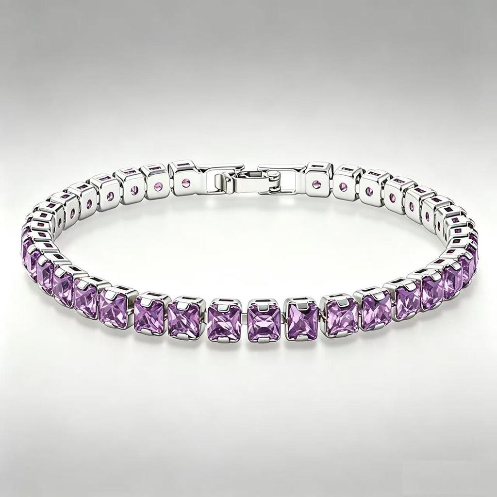 JD Full Diamond Zircon Tennis Bracelet: Women's Light Luxury Electroplated High-End Beaded Bangle